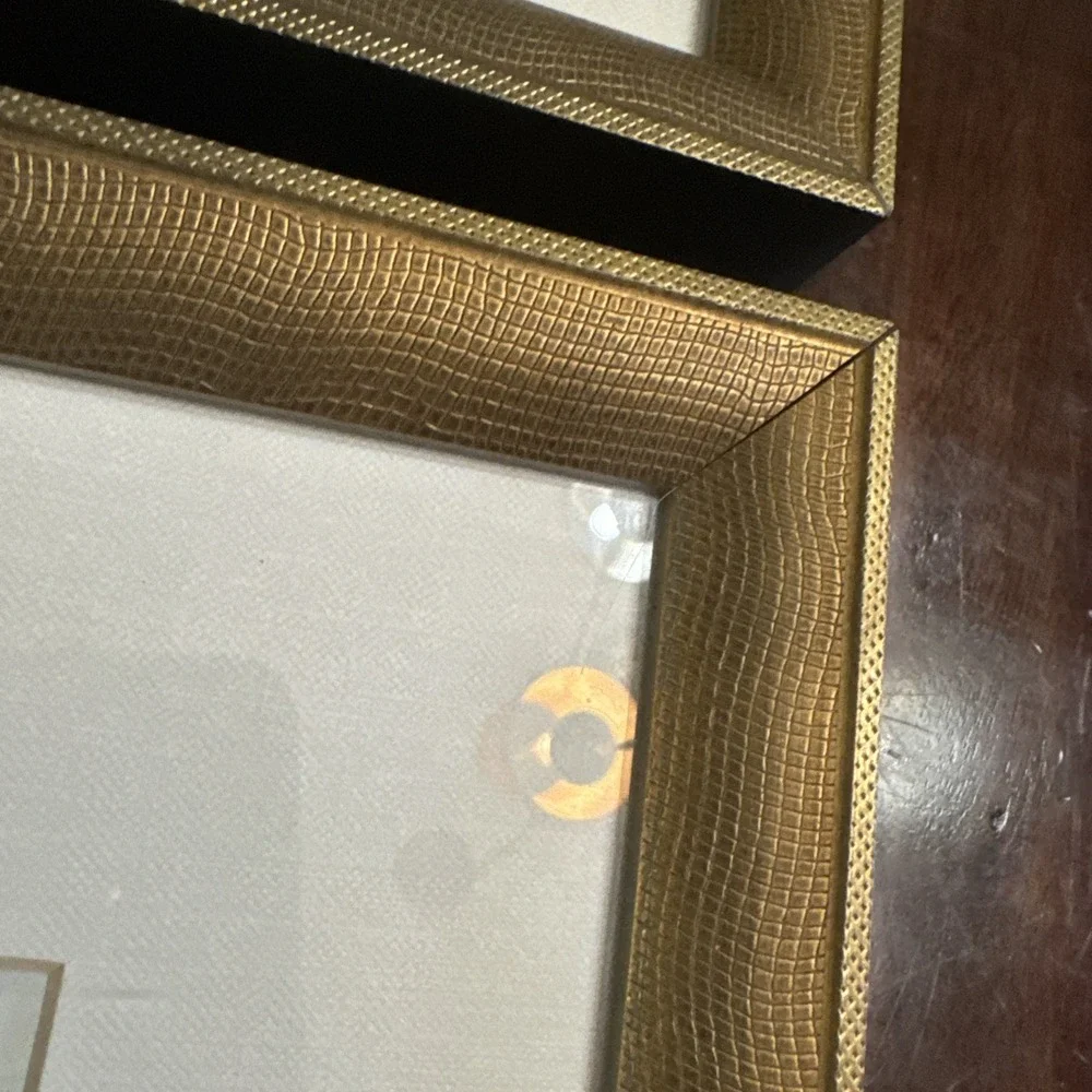 Pottery Barn Framed Landscape Art Print Gold Finish Wood Frame Wall Set of 2